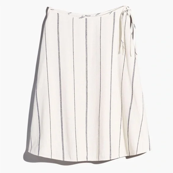 White striped wrap midi coverup Skirt - Picture 3 of 7